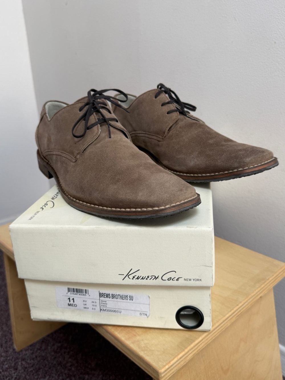 Kenneth Cole Brown Suede Derby Lace-Up Shoes